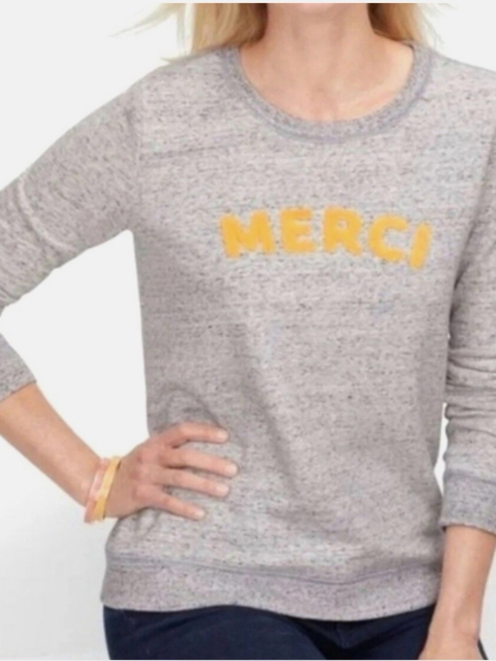 Talbots Merci Graphic Heather Gray Women's Sweatshirt (Size LP)